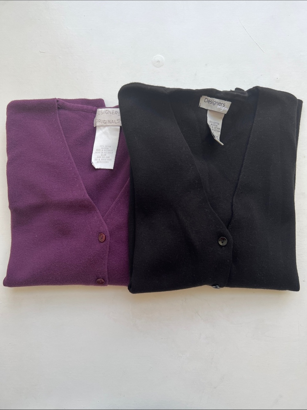 Designers Originals Black and Purple V‑Neck Button Cardigans
